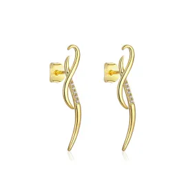 Geometric Shape with Zircon Silver Studs Earrings for Women