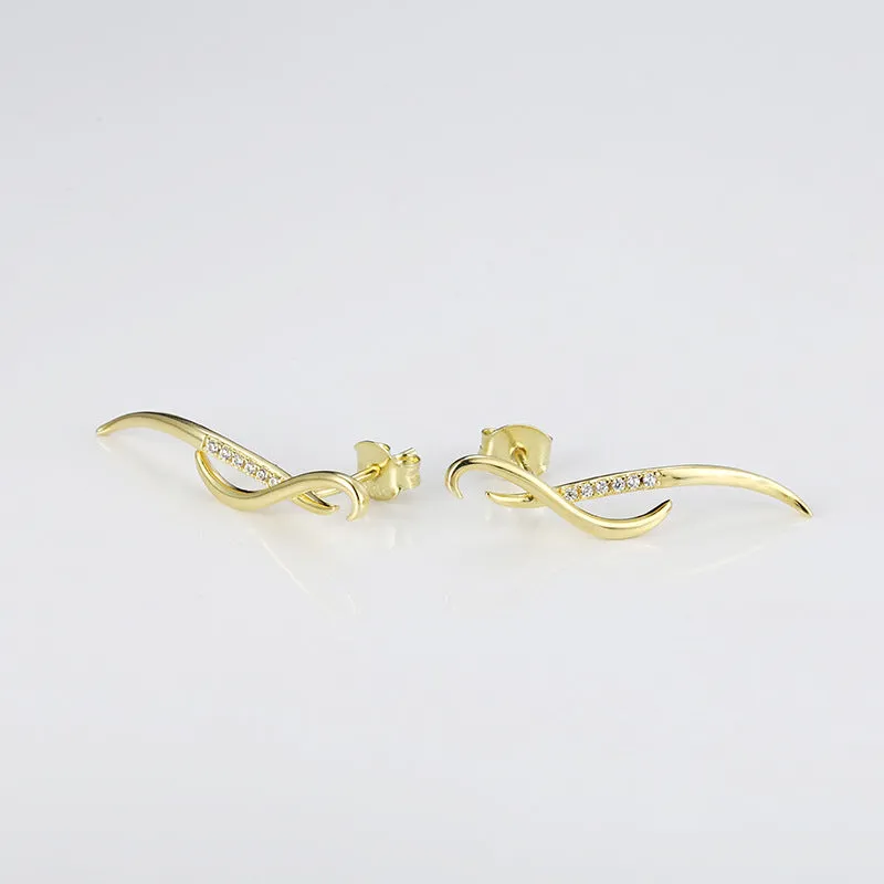 Geometric Shape with Zircon Silver Studs Earrings for Women