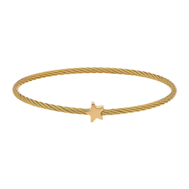 GEORGINI MINI STAR GOLD PLATED STEEL CABLE BANGLE