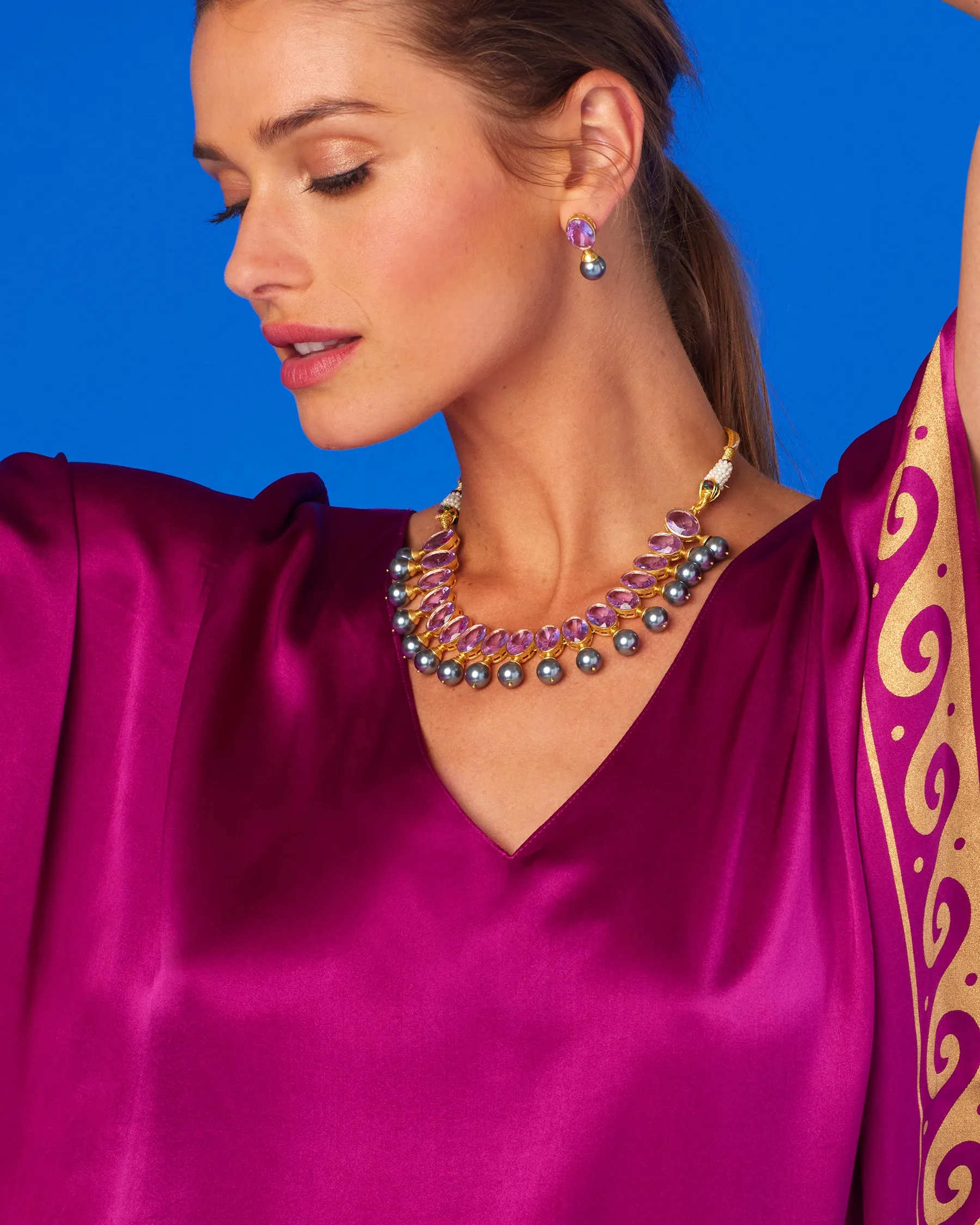Gia Statement Necklace in Amethyst Lavender
