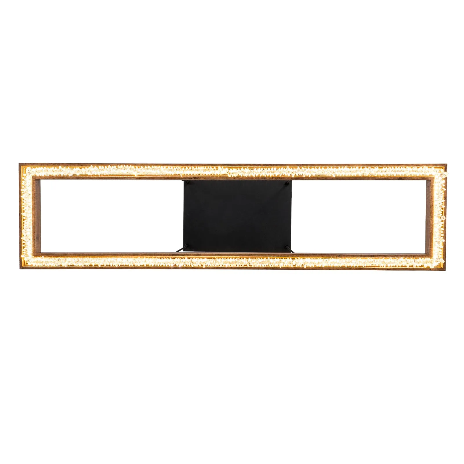 Glowlings 1-Light Modern 47"Wide Rectangle Linear Irregular Crystal LED Wood Pendant Light