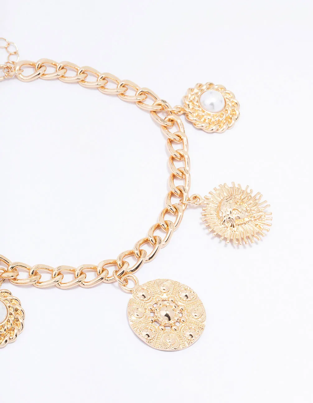 Gold Coin & Pearl Choker Necklace