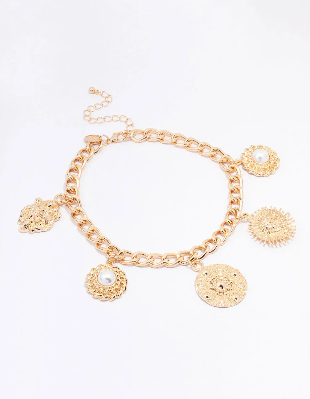 Gold Coin & Pearl Choker Necklace