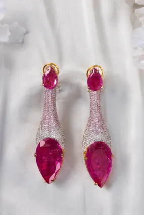 Gold Finish Vibrant Doublet And Zircon Studded Earrings