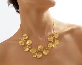 Gold Leaf Choker Necklace jltn0699