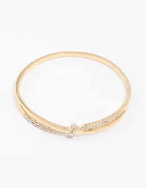 Gold Plated Cubic Zirconia Twisted Bangle