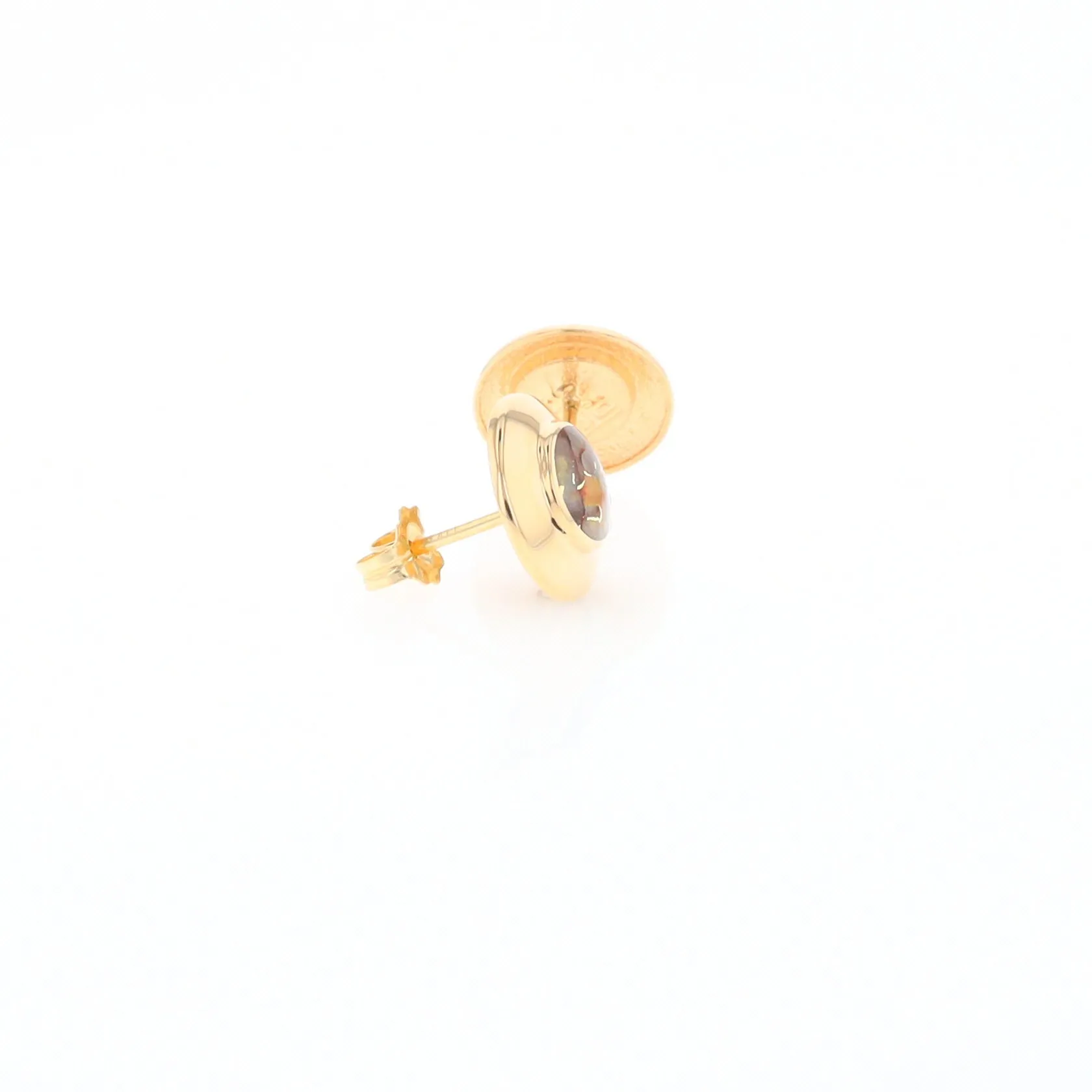Gold Quartz Earrings Round Inlaid Design