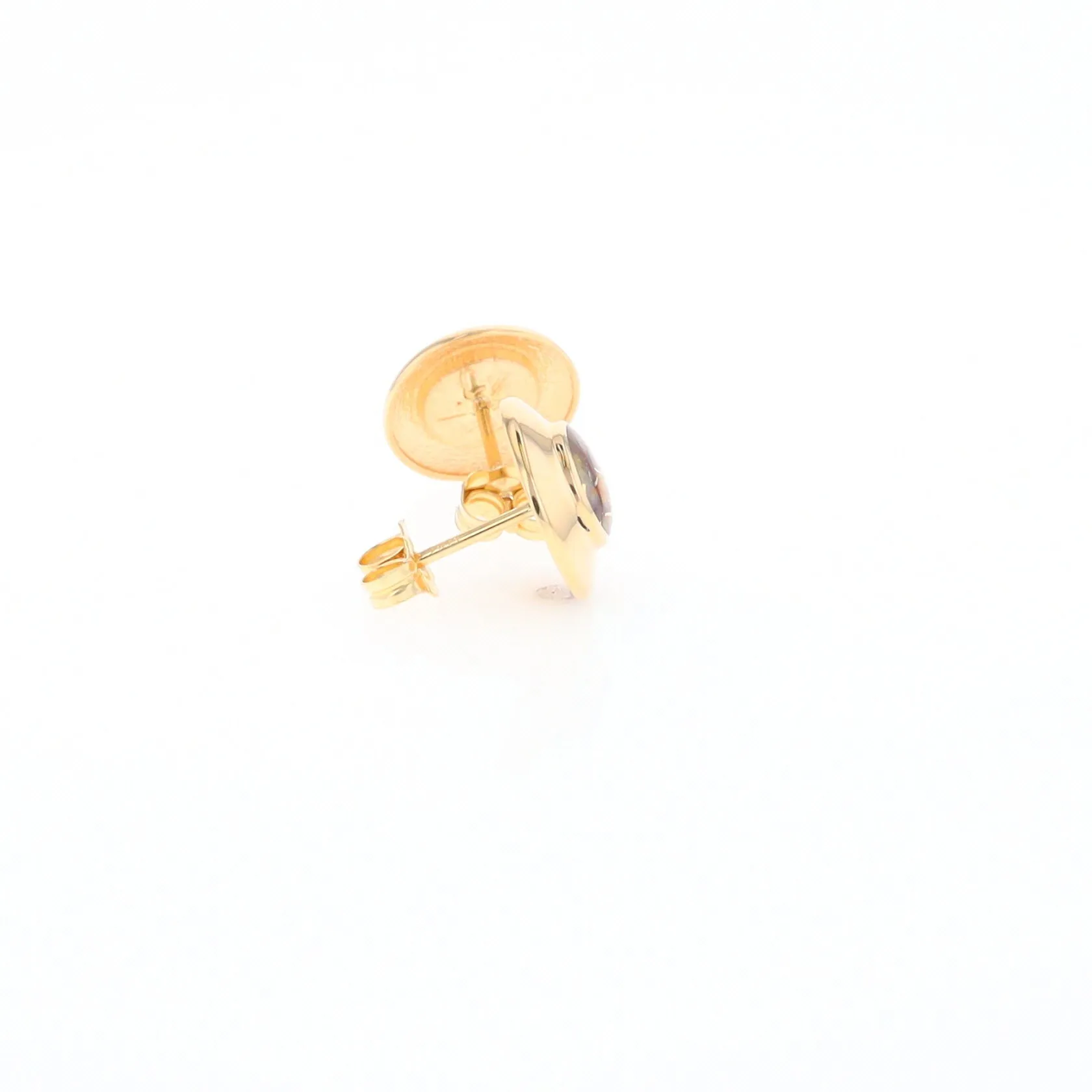 Gold Quartz Earrings Round Inlaid Design