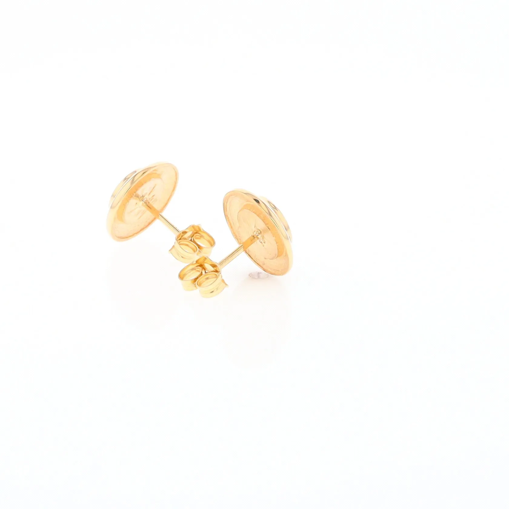 Gold Quartz Earrings Round Inlaid Design