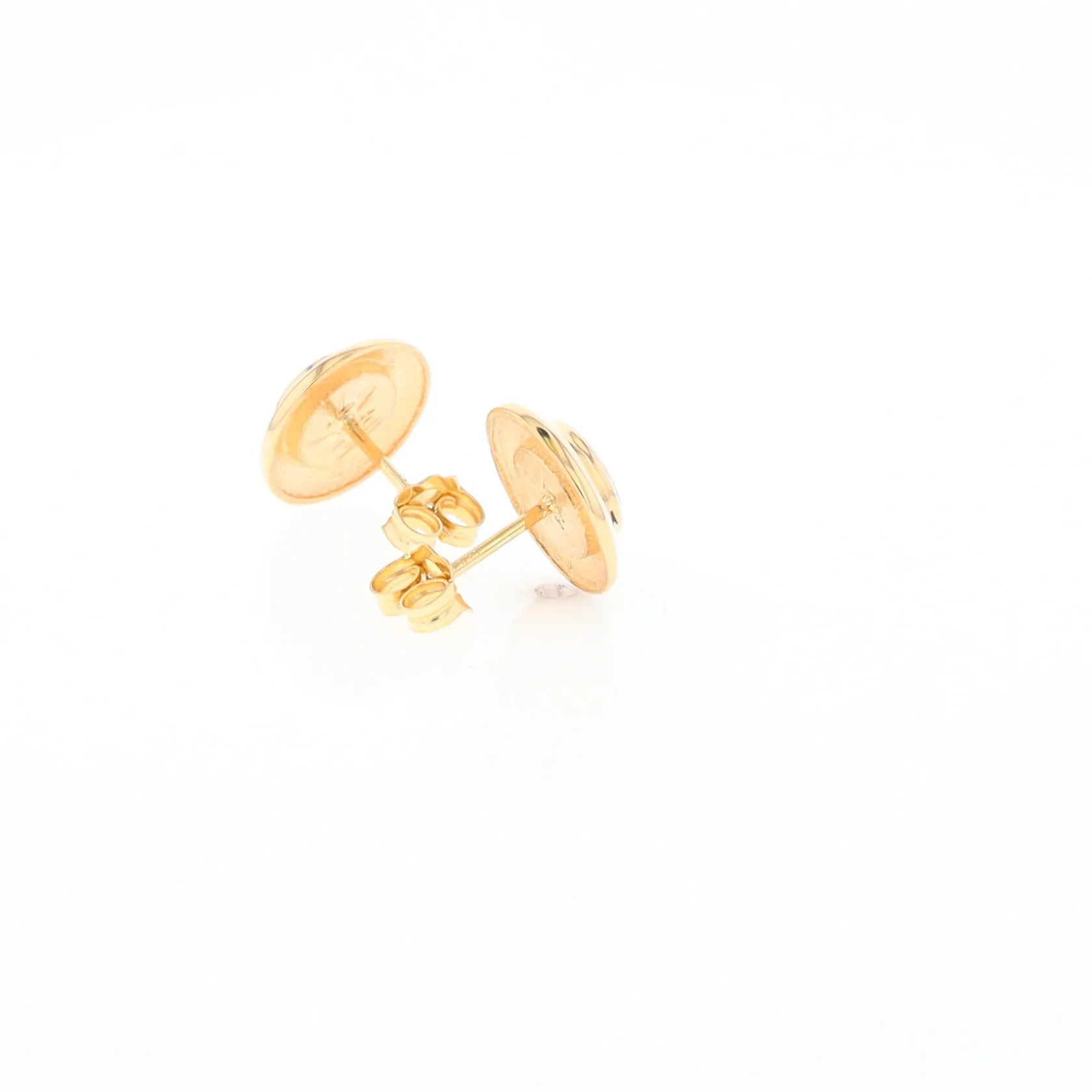 Gold Quartz Earrings Round Inlaid Design
