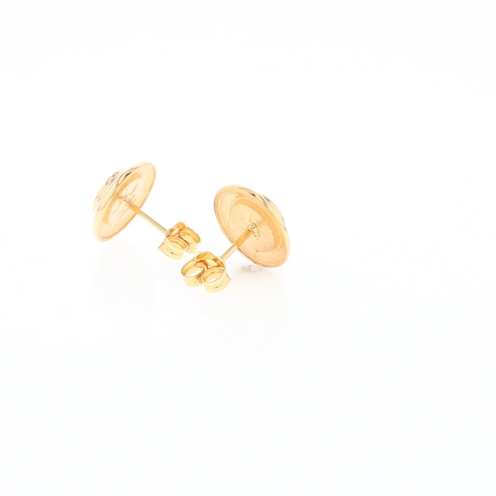 Gold Quartz Earrings Round Inlaid Design