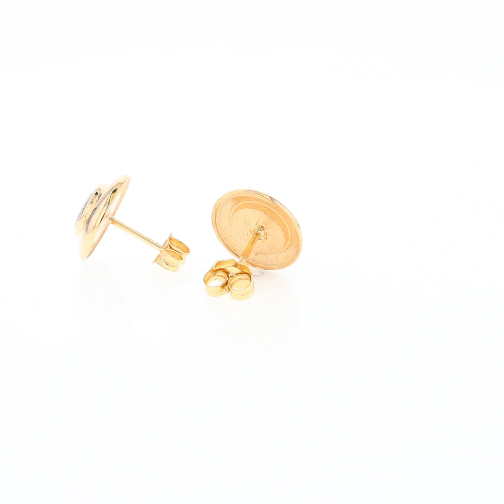 Gold Quartz Earrings Round Inlaid Design