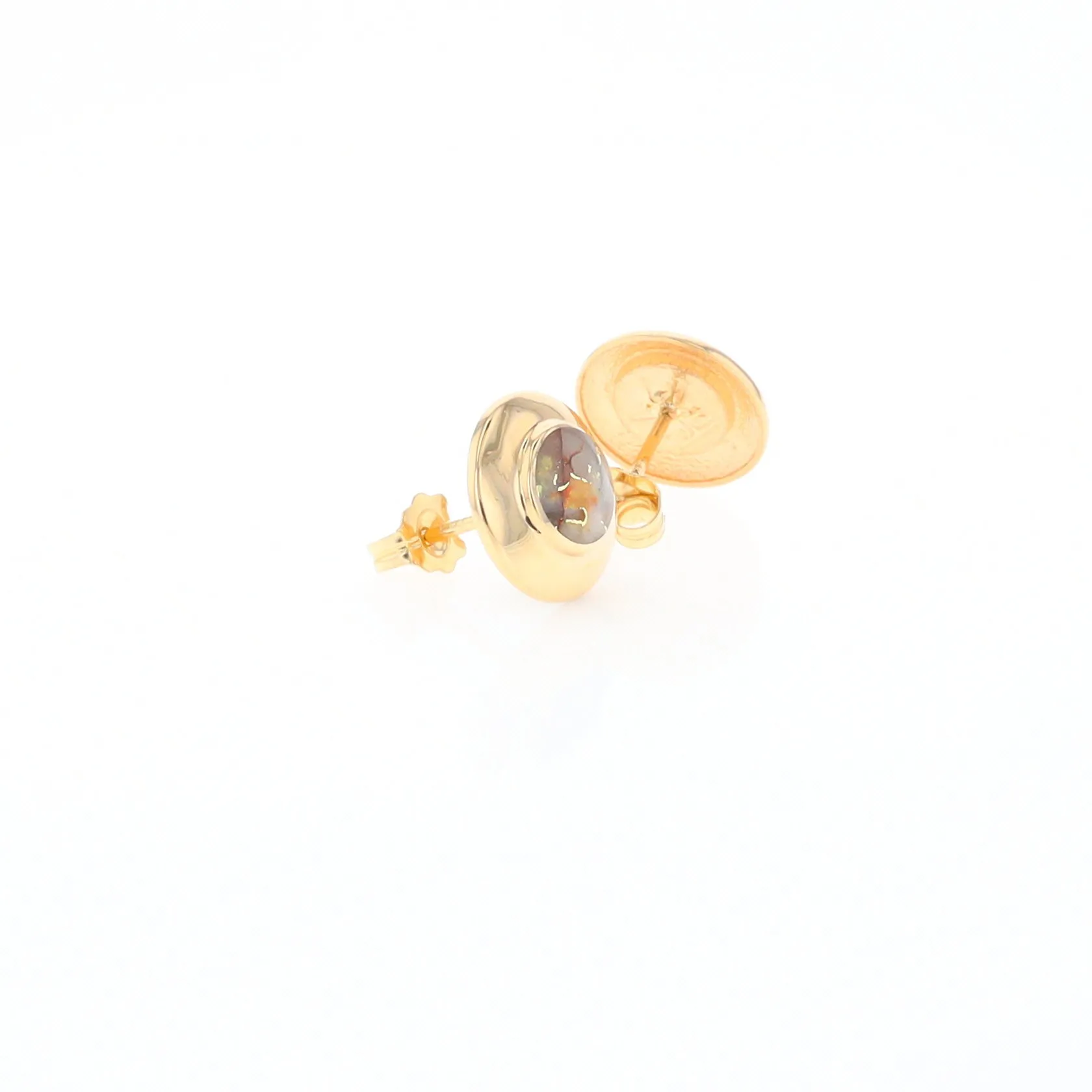 Gold Quartz Earrings Round Inlaid Design