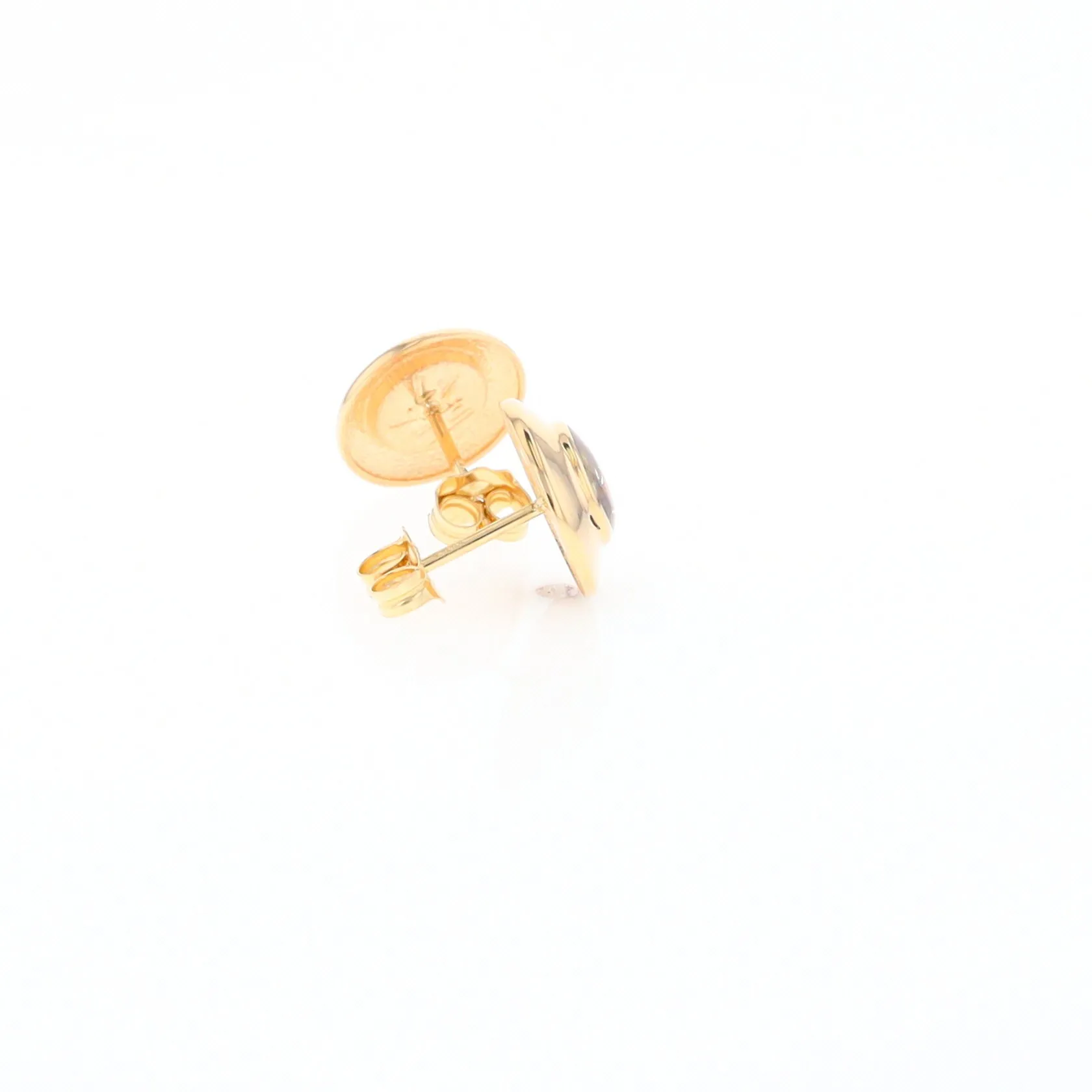 Gold Quartz Earrings Round Inlaid Design