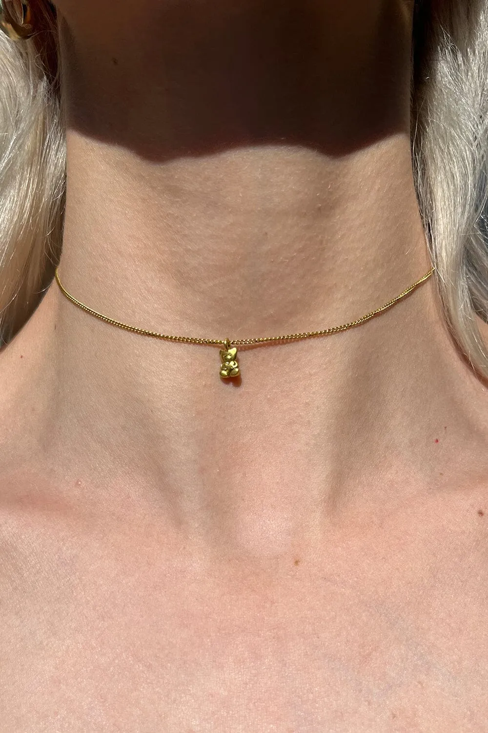 Gold Teddy Bear Charm Choker