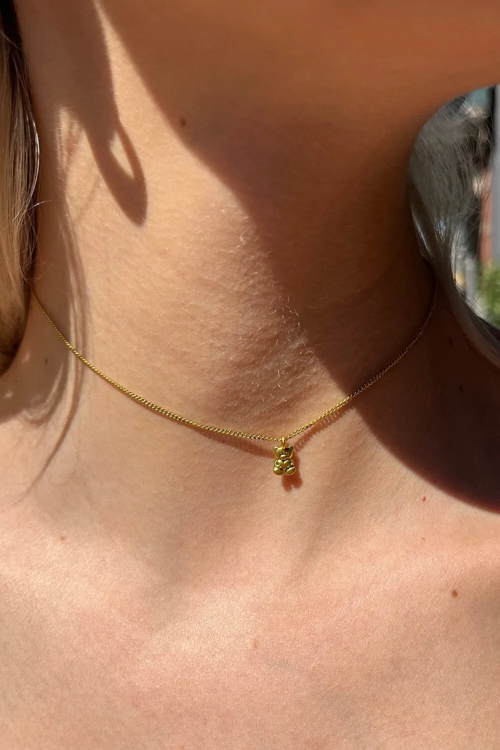 Gold Teddy Bear Charm Choker