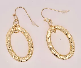 Gold Tone Texture Dangle Earrings