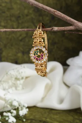 Goldtone Multistone Peacock Kada ( Single Pc)