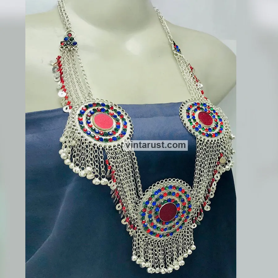 Gypsy Handmade Bib Necklace With Dangling Bells