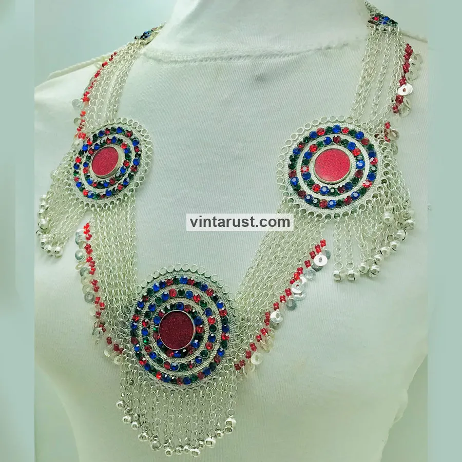 Gypsy Handmade Bib Necklace With Dangling Bells
