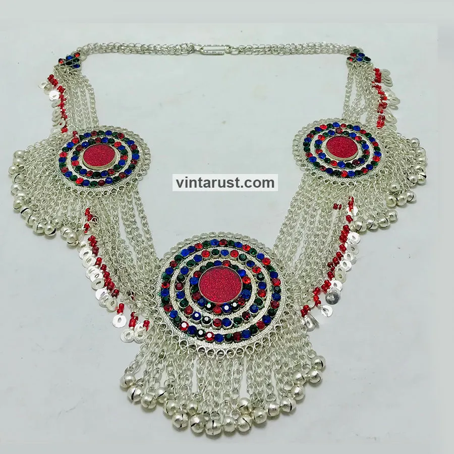 Gypsy Handmade Bib Necklace With Dangling Bells