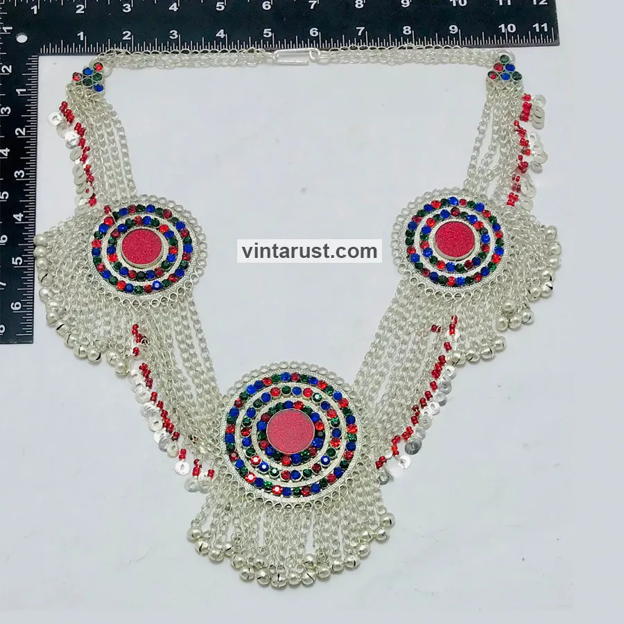 Gypsy Handmade Bib Necklace With Dangling Bells