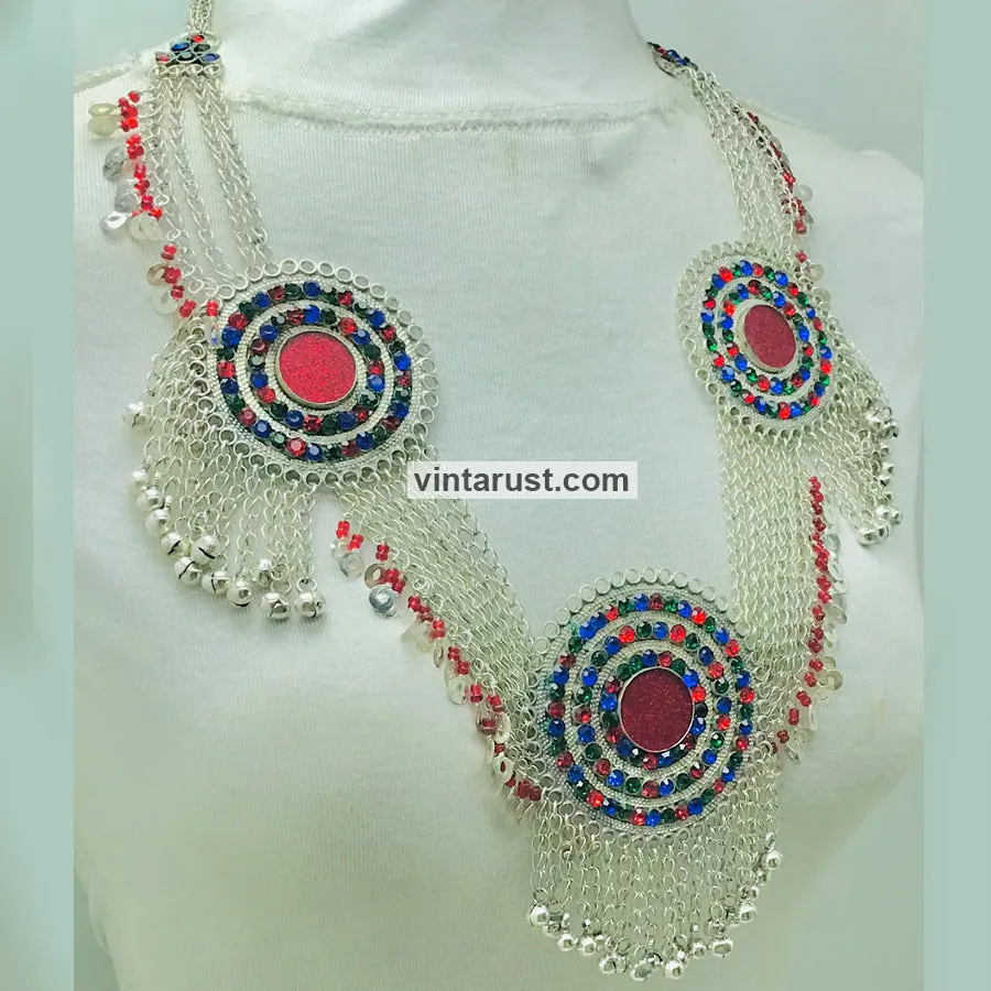 Gypsy Handmade Bib Necklace With Dangling Bells