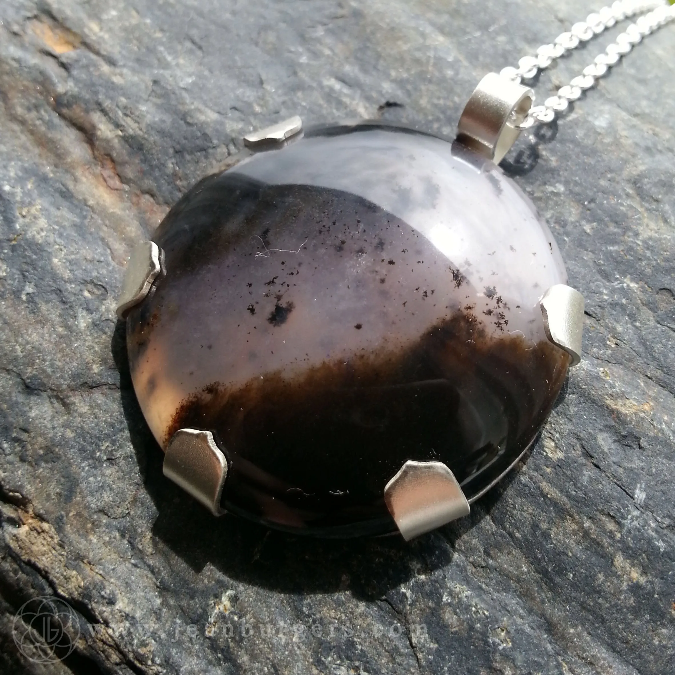 Handcut Dendritic Agate Honeycomb Pendant