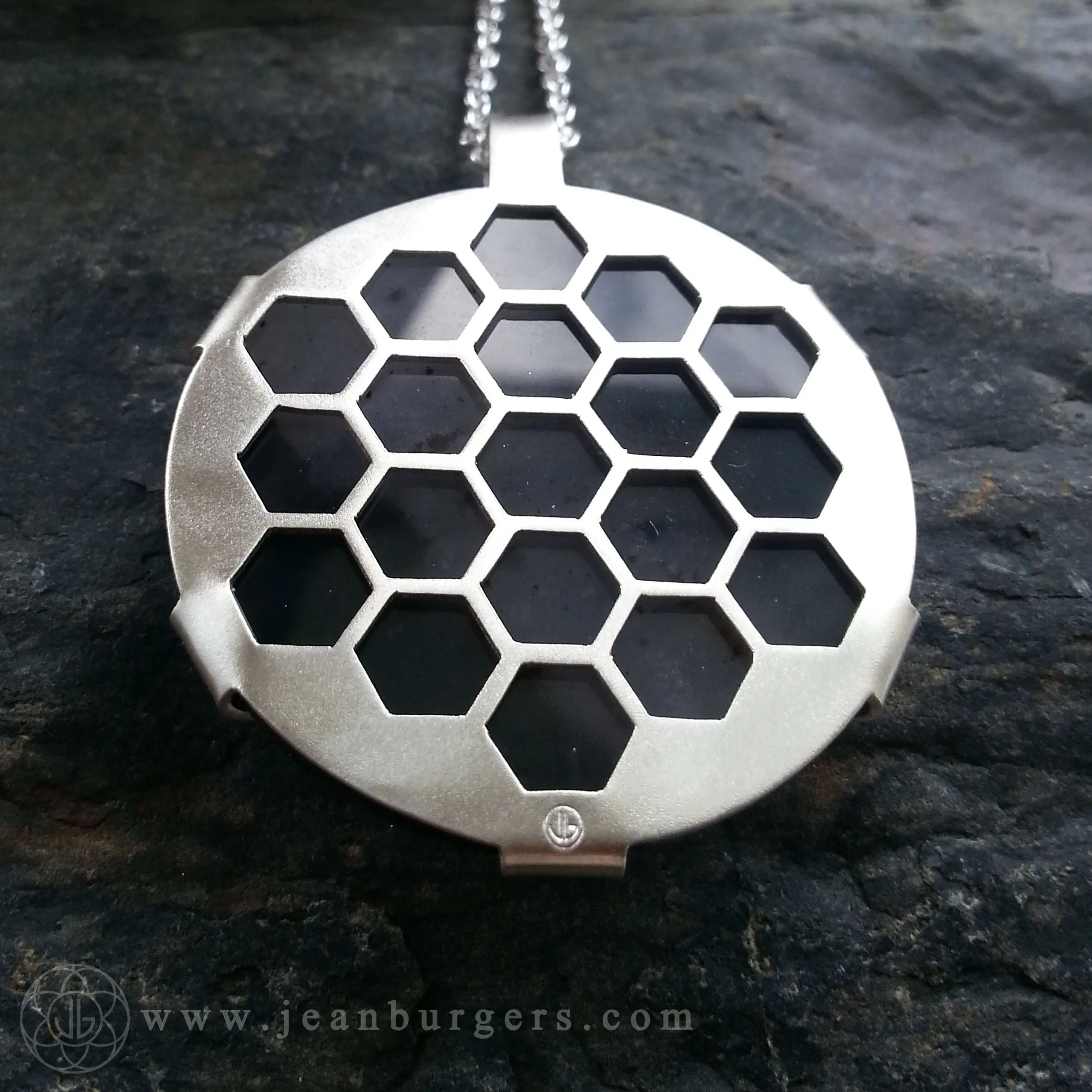 Handcut Dendritic Agate Honeycomb Pendant