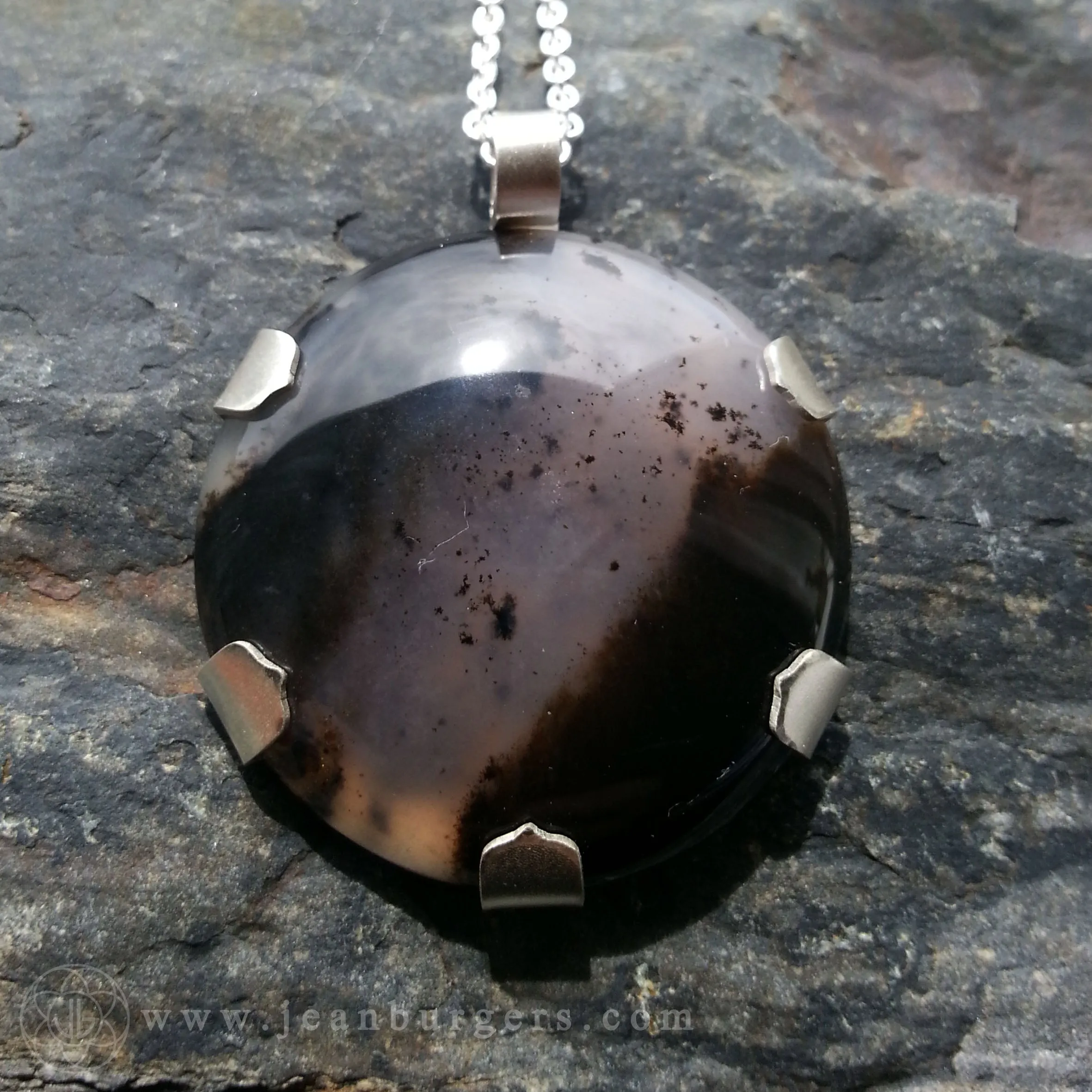 Handcut Dendritic Agate Honeycomb Pendant