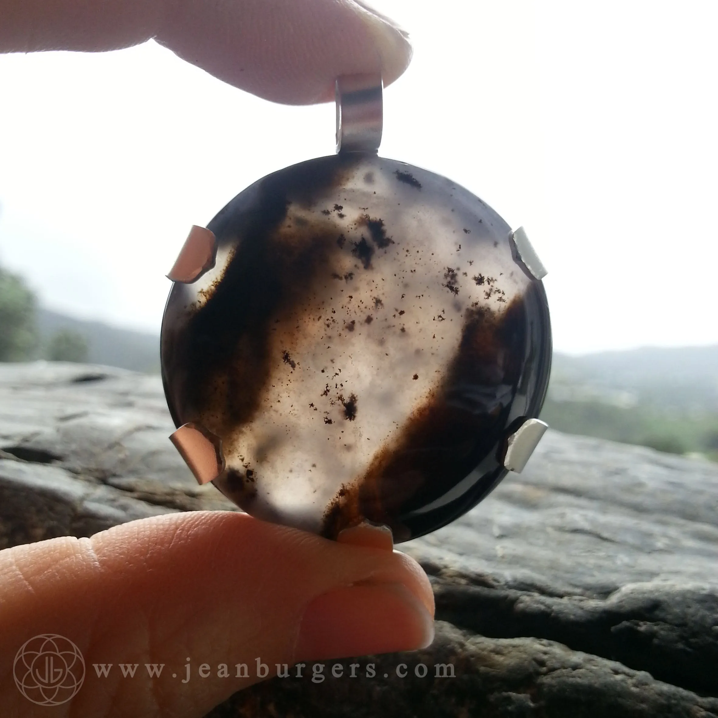 Handcut Dendritic Agate Honeycomb Pendant