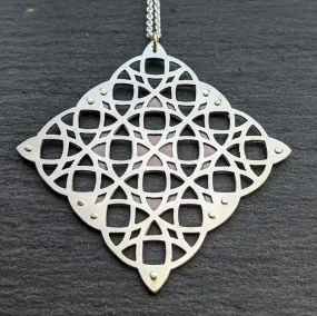 Handcut Geometric Grid pendant - large
