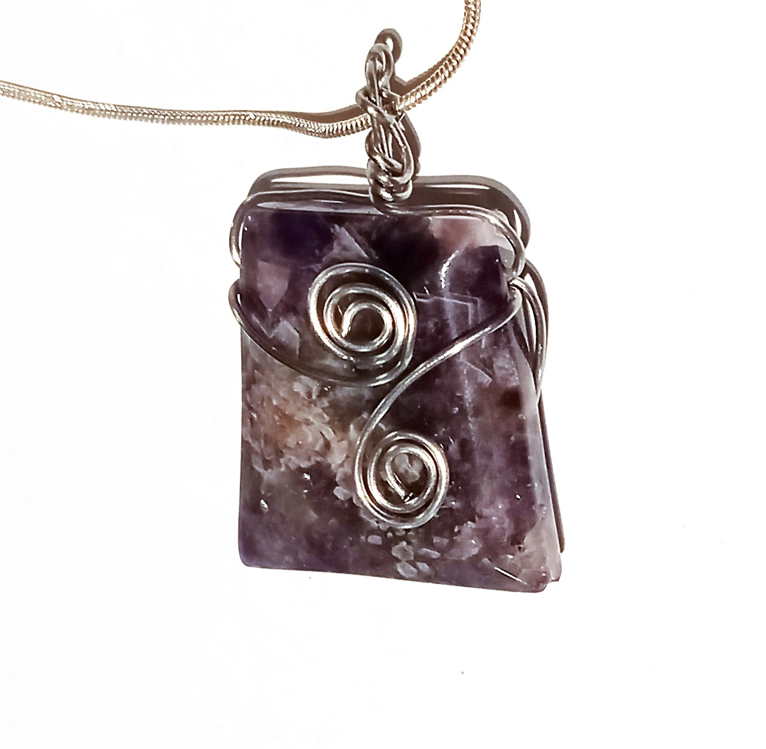 Handmade Wire-wrapped Amethyst Pendant,Gift for Birthday/Mom/Aunt/Anniversary/Christmas/Graduation/Thanksgiving, Healing Tiger Eye gemstone