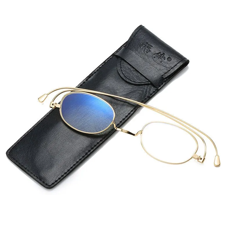 Hdcrafter Unisex Full Rim Round Oval Alloy Anti Blue Reading Glasses