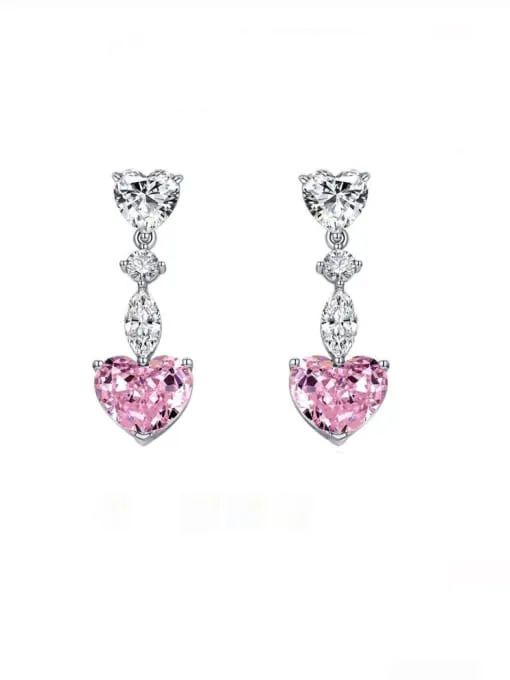 Heart Earrings 925 Sterling Silver Diamond Zircon Luxury Hypoallergenic Dangly Earrings