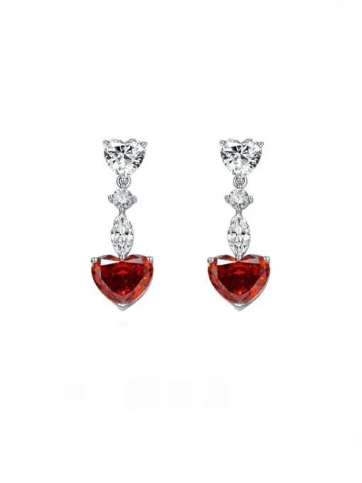 Heart Earrings 925 Sterling Silver Diamond Zircon Luxury Hypoallergenic Dangly Earrings