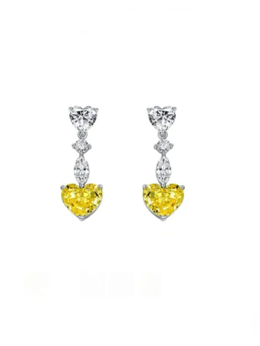 Heart Earrings 925 Sterling Silver Diamond Zircon Luxury Hypoallergenic Dangly Earrings