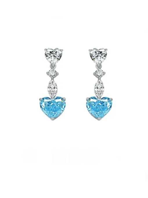 Heart Earrings 925 Sterling Silver Diamond Zircon Luxury Hypoallergenic Dangly Earrings