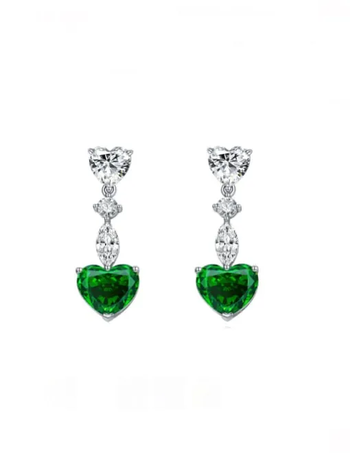 Heart Earrings 925 Sterling Silver Diamond Zircon Luxury Hypoallergenic Dangly Earrings