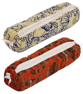 Heart Home Multipurpose Cotton 1 Rod Bangle Box/Organizer/Case with Zipper- Pack of 2 (Assorted)-49LUGH409