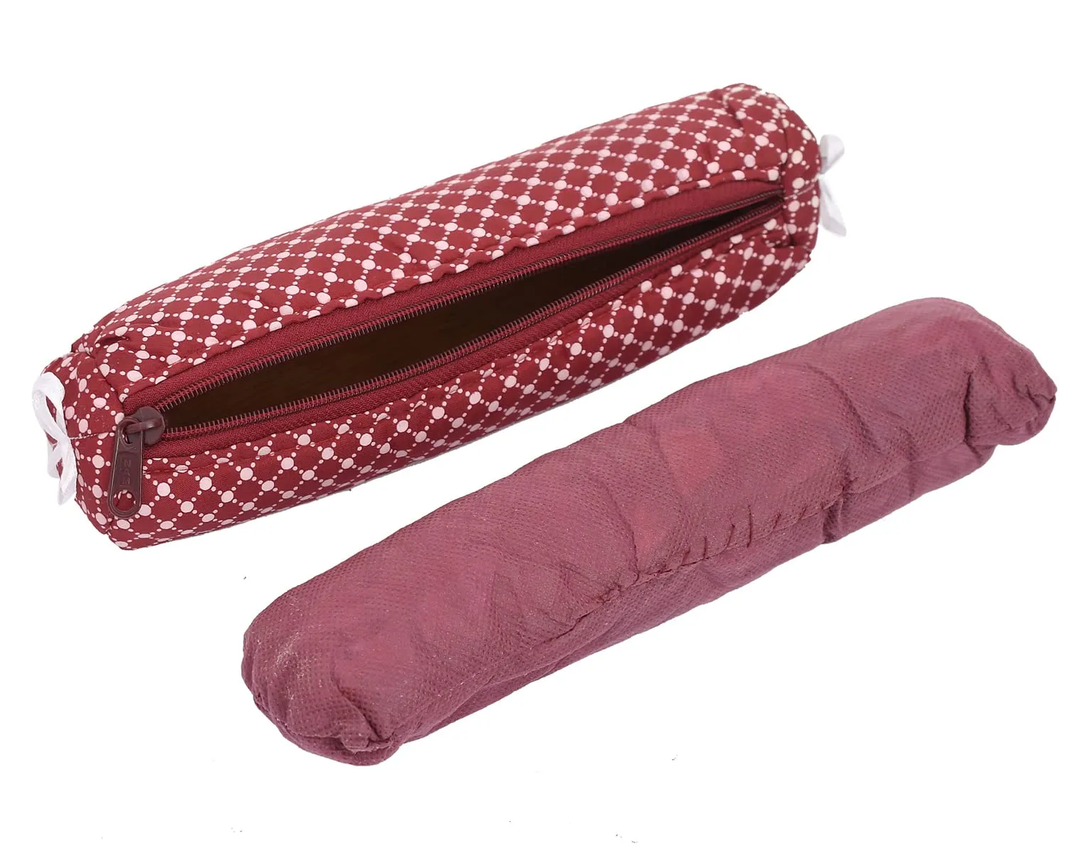Heart Home Multipurpose Cotton 1 Rod Bangle Box/Organizer/Case with Zipper- Pack of 2 (Assorted)-49LUGH409