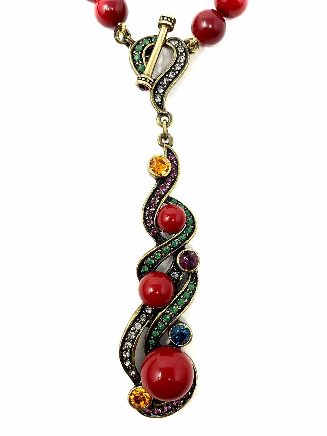 HEIDI DAUS Brass Multi-Color Crystal Necklace