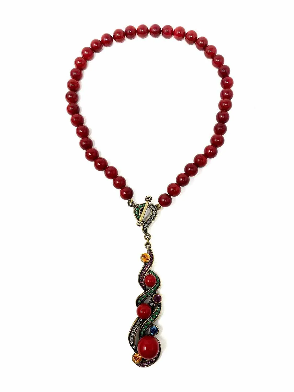 HEIDI DAUS Brass Multi-Color Crystal Necklace