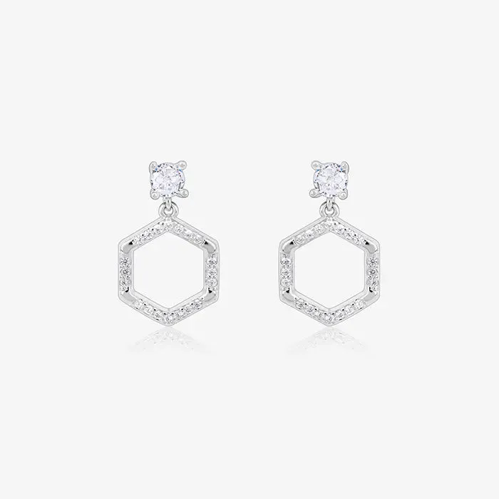 Hexagon CZ Dangle Earrings