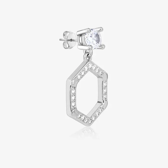 Hexagon CZ Dangle Earrings