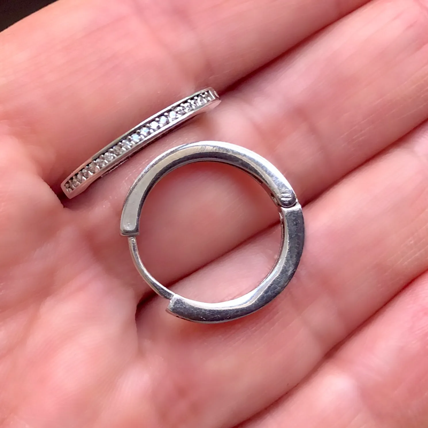 Hoop earrings with small pave-set stones