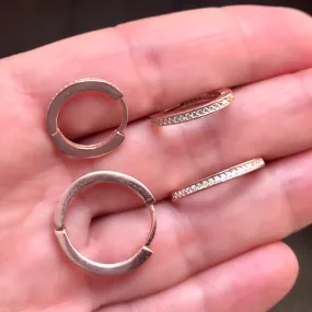 Hoop earrings with small pave-set stones
