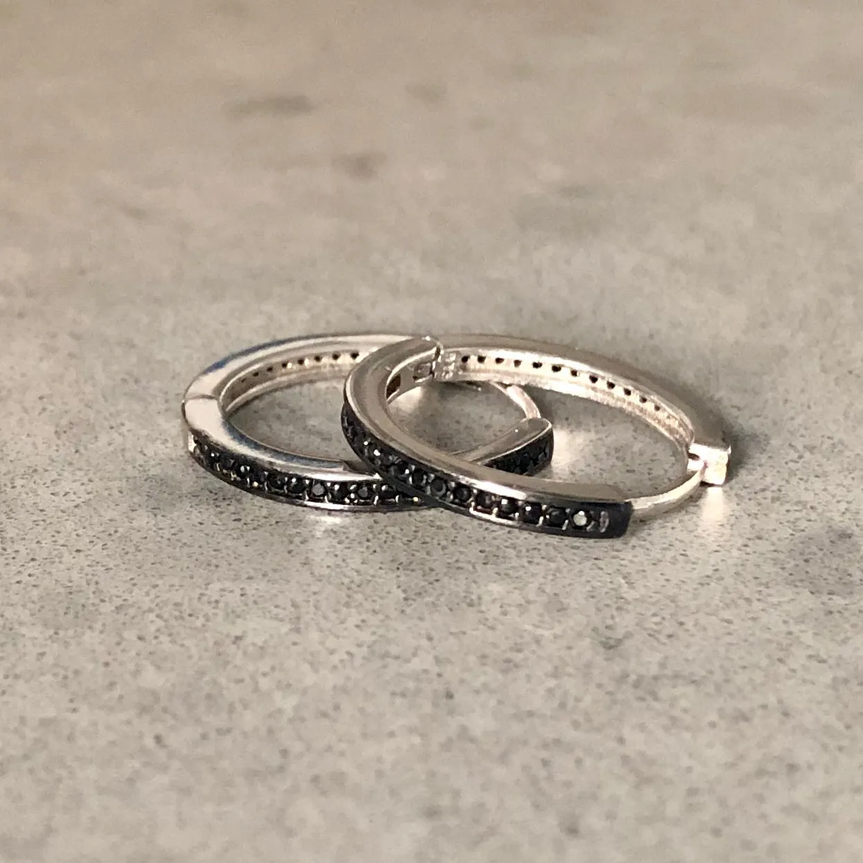 Hoop earrings with small pave-set stones