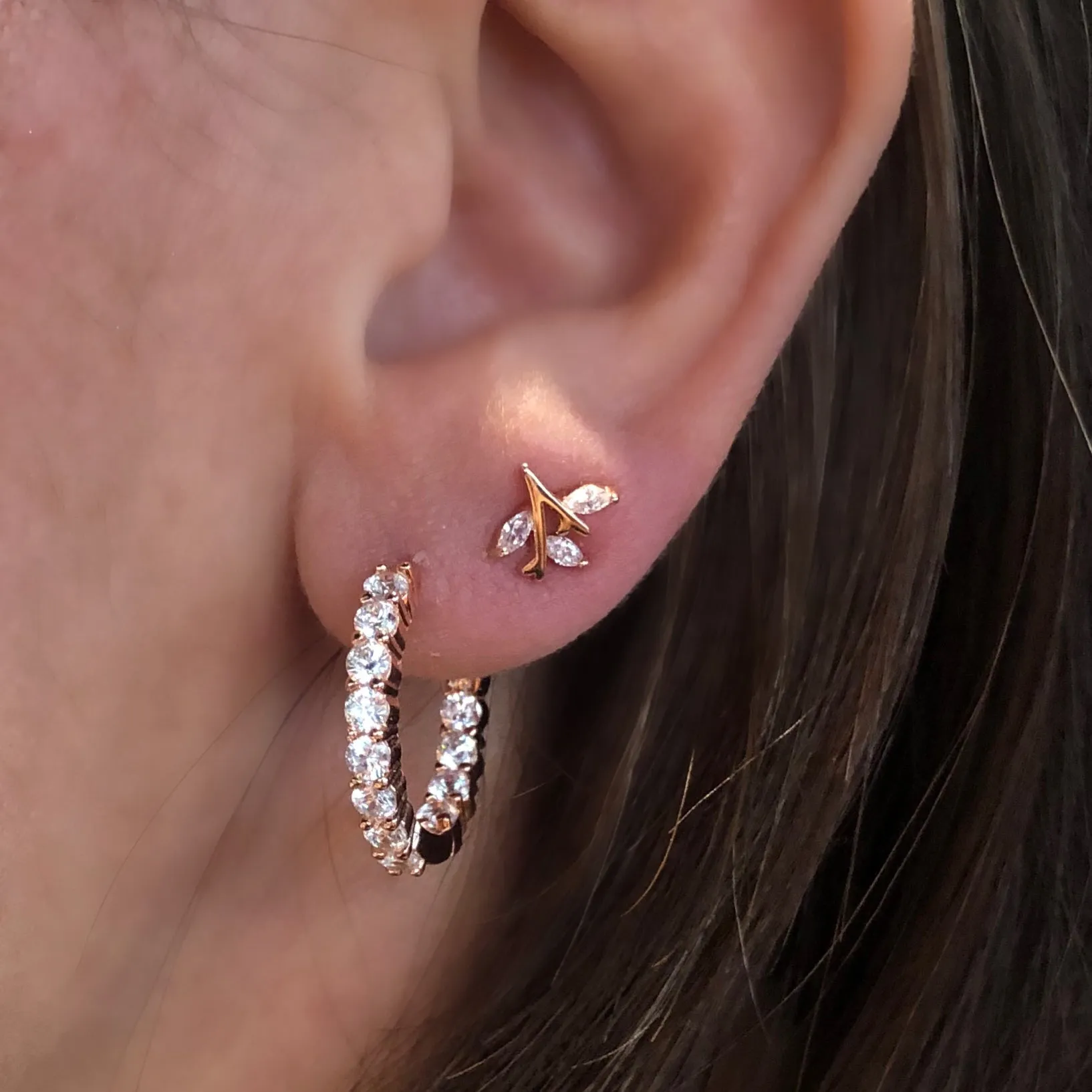 Hoops with 8 Clear Zircon Stones