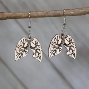 Human Lung Wooden Dangle Earrings by Cate's Concepts, LLC